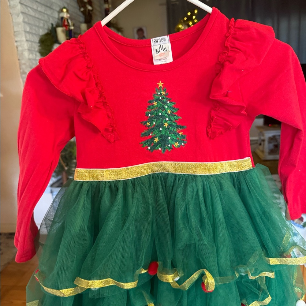 Source Unknown Red and Green Holiday Dress